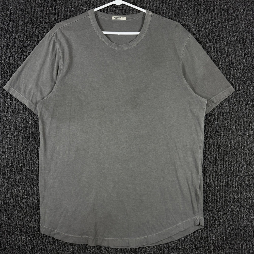 Buck Mason Slub Curved Hem Tee Men's L Grey Cotton T-Shirt Made In USA